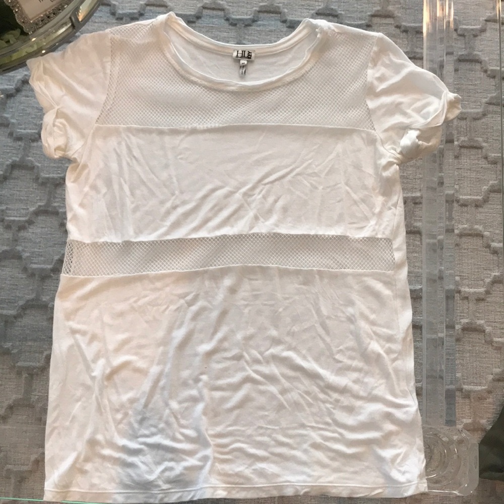 White tee shirt with mesh detailing